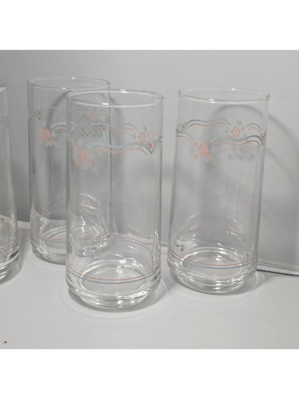4 Corelle English Breakfast Tumblers 6" drinking glasses delicate rose 16oz - Picture 7 of 9